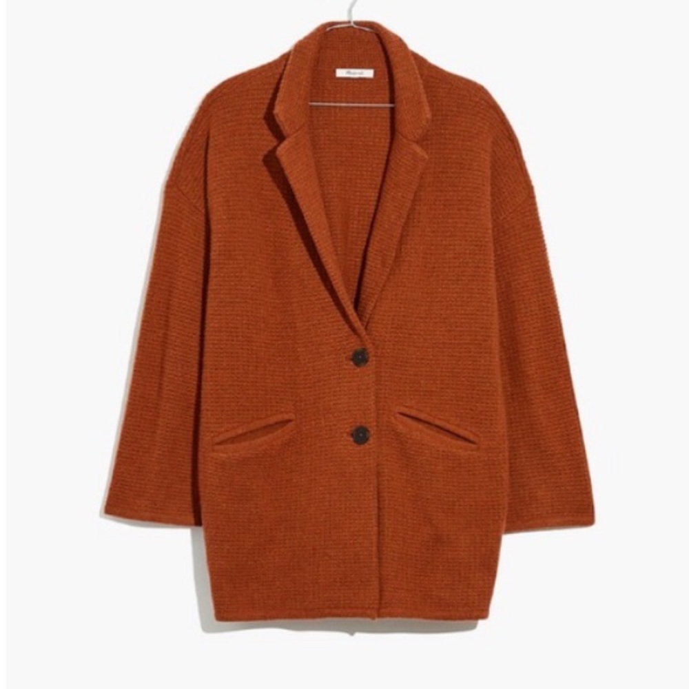 Madewell Textured Blazer Sweater Jacket Ember-A4